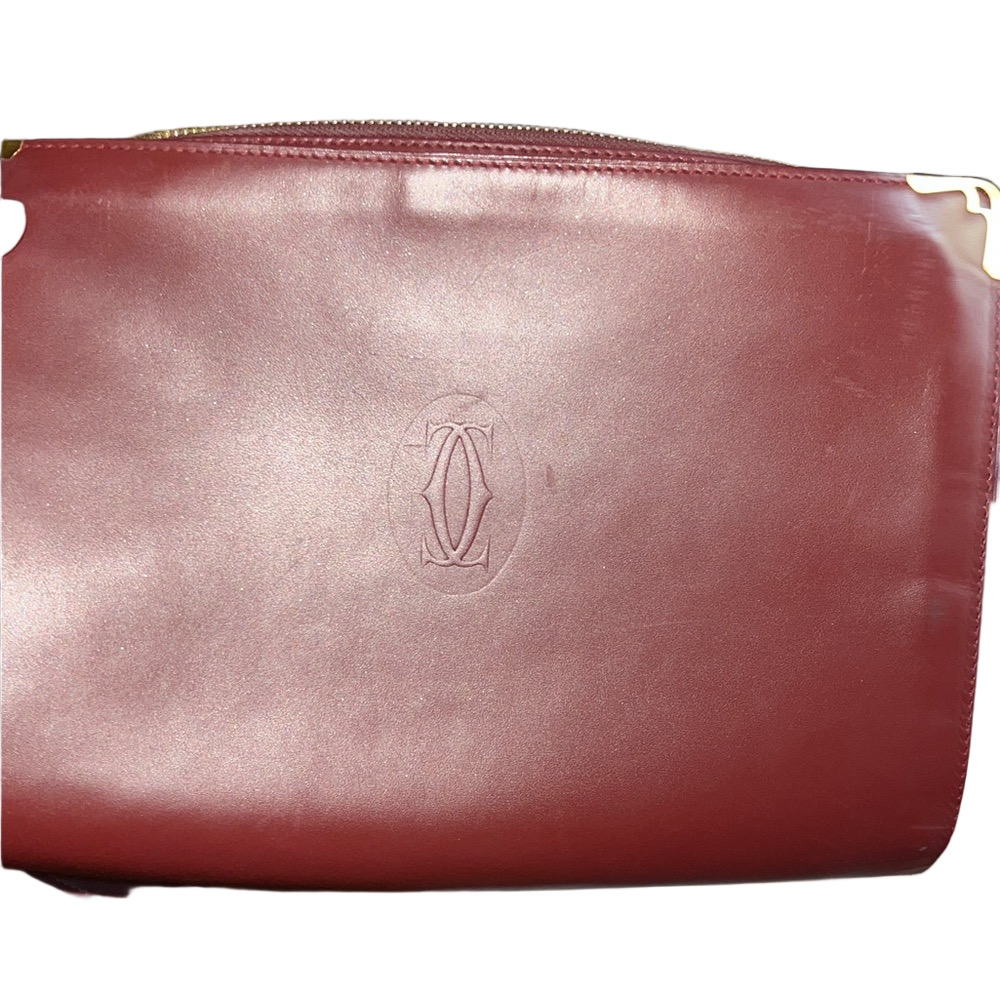 CARTIER Vintage Burgundy Leather Clutch